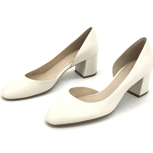 low white block heels